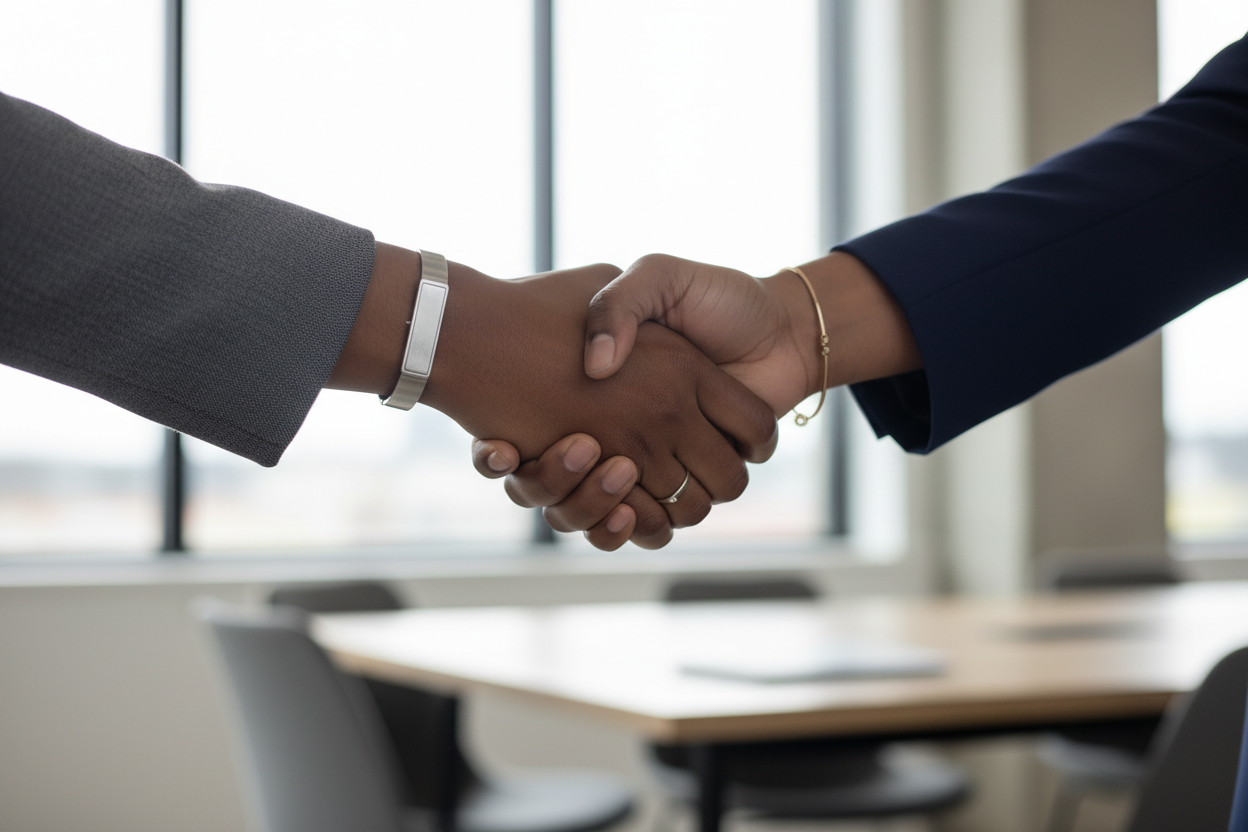 black women shaking hands